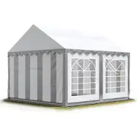 TOOLPORT Partyzelt Festzelt 3x3 m Garten-Pavillon PVC Plane 700 N in grau-weiß Wasserdicht