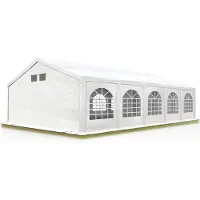 TOOLPORT Partyzelt Festzelt 5x10 m in weiß Professional PE Plane 550 N Wasserdicht UV Schutz mit BODENRAHMEN Gartenzelt