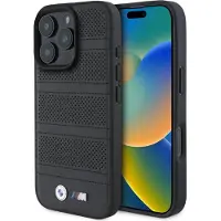 BMW BMHMP16L23PUSPK iPhone 16 Pro 6.3" czarny/black hardcase M Perforated And Stitched Line MagSafe