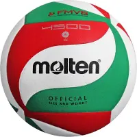 Molten V4M4500 Volleyball Größe 4 – PU, 18-Panel, geklebt – Trainings- & Hallenball, FIVB-konform, Weiß/Rot/Grün