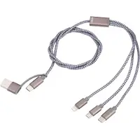 Troika CBL30/GY, 1 m, USB C, USB C/Micro USB-A/Lightning, Grau