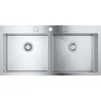GROHE K800 120-S, Aufsatzwanne, Rechteckig, Edelstahl, Edelstahl, 2 Becken, Rechteckig