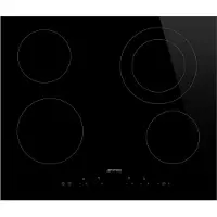 Smeg Universal SE364ETD, Schwarz, Integriert, 60 cm, Keramik, Glaskeramik, 4 Zone(n)