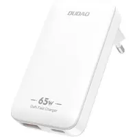 Dudao A65Q 65W GaN Reise-Wandladegerät USB-A / USB-C PD Ultradünn EU / US - Weiß