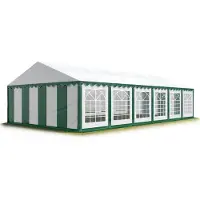 TOOLPORT Partyzelt Festzelt 6x12 m Garten-Pavillon PVC Plane 700 N in grün-weiß Wasserdicht