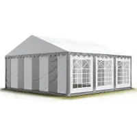 TOOLPORT Partyzelt Festzelt 4x6 m Garten-Pavillon PVC Plane 700 N in grau-weiß Wasserdicht