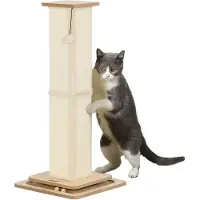 PawHut 3-in-1 Kratzstamm, 87cm Kratzsäule, Sisal-Katzenkratzbaum mit Spielball