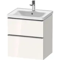 Duravit D-Neo Waschtischunterbau wandhängend, 584x625x452mm, 1 Auszug, 1 Schubkasten, mit Griff Edelstahl gebürstet, DE4359070220000, Farbe: Weiß Hochglanz Dekor
