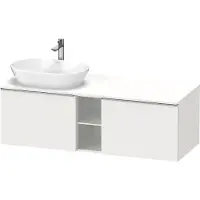 Duravit D-Neo Konsolenwaschtischunterbau wandhängend (Ausschnitt links), 1400x459x550mm, 2 Auszüge, 2 offene Fächer, mit Griff Edelstahl gebürstet, DE4950L70180000