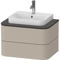 Duravit Happy D.2 Plus Konsolenwaschtischunterbau wandhängend, 650x480 mm, 2 Schubkästen, für Aufsatzbecken, HP4960060600010, Farbe: Taupe Seidenmatt Lack mit Innenbeleuchtung