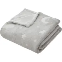 Atmosphera Glow-in-the-Dark Fleece-Decke - Grau, extra warme, wendbare Winterdecke für Nickerchen, 150x125cm