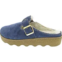 Rohde Damen Leder Pantoffel blau, Gr. 39, Modell 612350, G-Weite, Warmfutter, Wechselfußbett