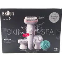 Braun Silk-épil 9 SkinSpa, Roségold, Weiß, 40 Pinzette, MicroGrip, Bikini, 0,5 mm, Akku