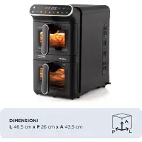 Ariete Vertikale Doppel-Heißluftfritteuse 4640 Air Fryer Vertical DUO 11 l, 2460 W, 6 Programme, Sync-Funktion, Dual-Grill, schwarz