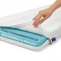 Pillows24 – Matratze 160x200 H3 | 13 cm Höhe | Kaltschaummatratze | Bezug waschbar bis 60°C | Atmungsaktiv & Hypoallergen Water Foam | EU