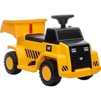 HOMCOM Elektro Kindertraktor mit kippbarer Ladefläche, max. 3 km/h Metall Gelb