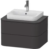 Duravit Happy D.2 Plus Konsolenwaschtischunterbau wandhängend, 650x480 mm, 2 Schubkästen, für Aufsatzbecken, HP4960080800010, Farbe: Graphit Supermatt Dekor mit Innenbeleuchtung