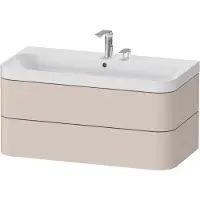 Duravit Waschtischunterbau HAPPY D.2 PLUS 975x490mm m UB 2 HL taupe supermatt zwei Hahnlöcher taupe supermatt