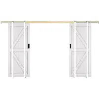 Vente-unique Versenkbare Doppelschiebetüren aus Holz und MDF - weiß - 2 x H 205 x B 93 cm - NEFARA