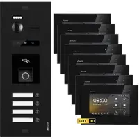 Balter EVO HD Schwarz RFID/Fingerprint 8x7" Schwarz Video Türsprechanlage Set 4 Familienhaus