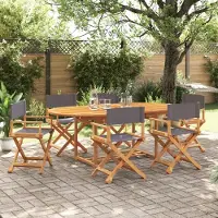 vidaXL Möbel Klappbare Gartenstühle 6 Stk. Dunkelgrau Stoff - Gartensessel 3208914
