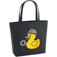 Hellweg Druckerei Huuraa Filzshopper Quietscheente Maschinenbau Comic Gummiente 22 Liter Charcoal Melange Filztasche Geschenkidee