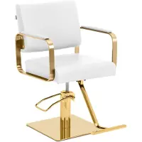 Physa Friseurstuhl mit Fußstütze - 50 - 66 cm - 200 kg - weiß/golden