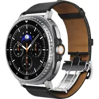 Spigen - Enzo - Samsung Galaxy Watch8 40mm/Watch8 44mm/Watch8 Classic, Genuine Goat Leather - Black