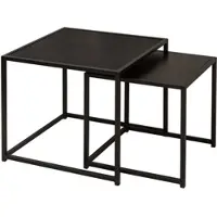 Invicta riess-ambiente Design Beistelltische 2er Set SLIM LINE 50cm Esche schwarz Industrial Stil Couchtisch Tisch
