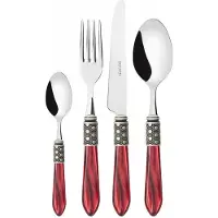 Casa Bugatti optical antiker silberring, besteckset 24 tlg. roter griff, galeriebox,