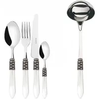 Casa Bugatti optical antiker silberring, besteckset 49 tlg. weißer griff, galeriebox,