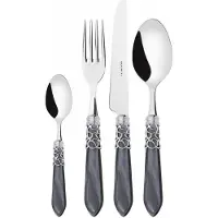 Casa Bugatti melodia verchromter ring, schwarzer griff, 24-teiliges besteckset, galeriebox,