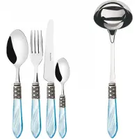 Casa Bugatti optical antiker silberring, besteckset 24 tlg. blauer griff, galeriebox,