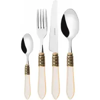 Casa Bugatti optical goldring, besteckset 24 tlg. beiger griff, kompakte box,