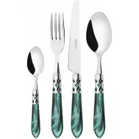 Casa Bugatti aladdin chromring, besteckset 24 tlg. grüner griff, galeriebox, casa