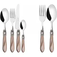 Casa Bugatti oxford antik silberring, besteckset 50-teilig mit onyxfarbenem griff, galeriebox,