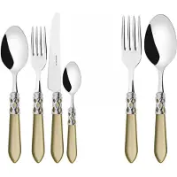 Casa Bugatti aladdin chromring, besteckset 50 tlg. hellgrüner griff, galeriebox,