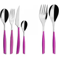 Casa Bugatti glamour, 50-teiliges besteckset mit lila griffen, in einer galeriebox,