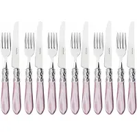 Casa Bugatti aladdin chromring, 12-teiliges obstbesteckset, lila griff, galeriebox,