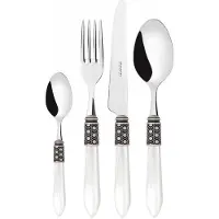 Casa Bugatti optical antiker silberring, besteckset 24 tlg. weißem griff, galeriebox,