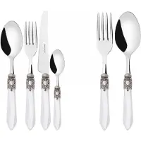 Casa Bugatti oxford antik silberring, besteckset 50-teilig mit weißem griff, galeriebox,