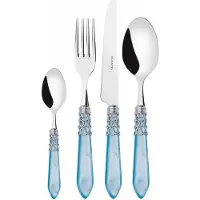 Casa Bugatti melodia chromring, aquamaringrüner griff, 24-teiliges besteckset, kompakte box