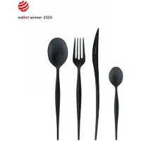 Casa Bugatti natura black diamond, schwarzes stahlbesteckset, 24-teilig, in fensterbox,