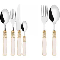 Casa Bugatti selene, besteckset 50 tlg. goldring beigefarbener griff, galeriebox,