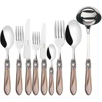 Casa Bugatti oxford antik silberring, besteckset 75 tlg. mit onyxfarbenem griff, galeriebox,
