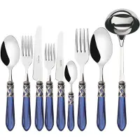Casa Bugatti antik silberring, blauer griff, besteckset 75-teilig, galeriebox, casa bugatti