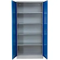 Proregal Stahlschrank BEE mit 5 verzinkten Fachböden | HxBxT 195x92x50cm | Grau-Blau | Werkstattschrank Werkzeugschrank Aktenschrank Universalschrank