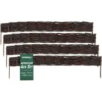 Relaxdays Beeteinfassung, Weide, 4er Set, HxB: 10 x 100 cm, zum Stecken, Beet & Rasen, niedrige Beetumrandung, braun