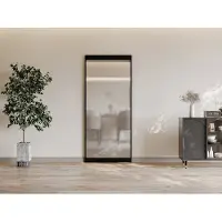 Vente-unique Schiebetür mit unsichtbarer Schiene - Aluminium und mattiertes gehärtetes Glas - 83 x 210 cm - TORIPA