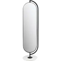 Vente-unique Standspiegel aus Metall mit Ablage und Bügeln - B 44 x H 169 cm - Schwarz - TOMONO